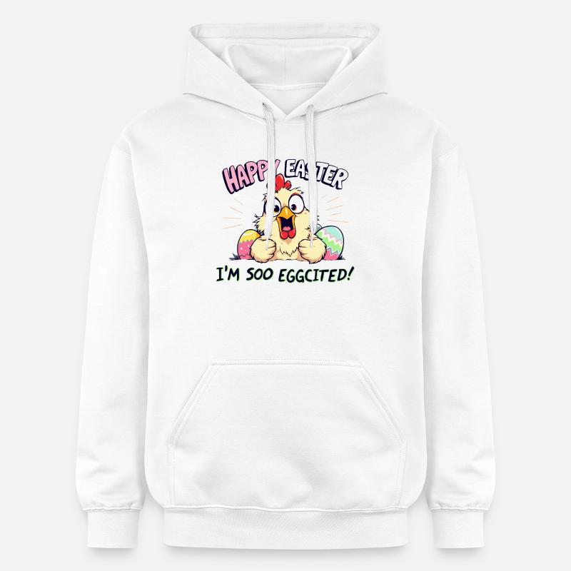 happy easter i am eggcited - Gildan Unisex Softstyle® Midweight Hoodie - white