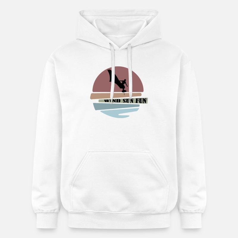 Wingfoil coucher de soleil Silhouette - Sweat à capuche Softstyle® Gildan Unisexe - blanc