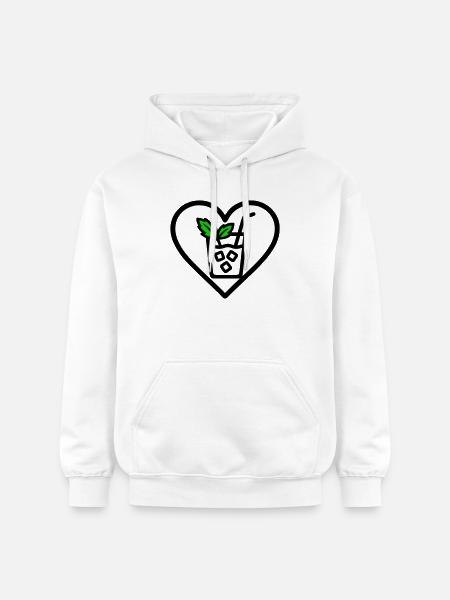 Mojito Heart Cocktail Mint Summer Drink - Gildan Unisex Softstyle® Midweight Hoodie - white