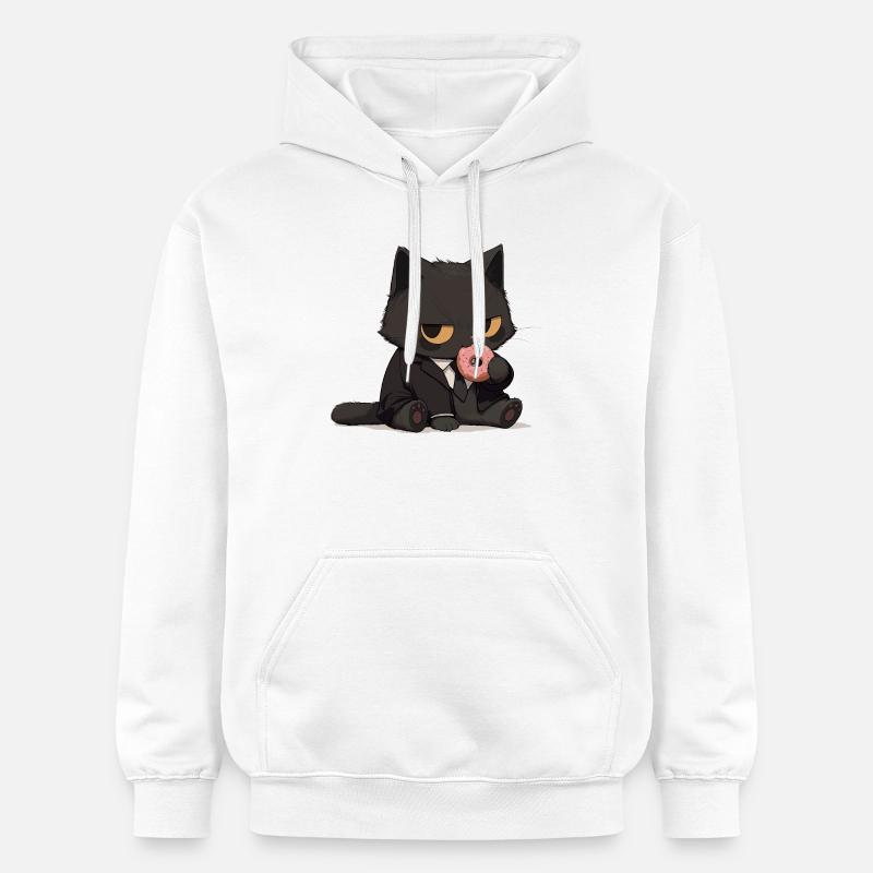 Chat en costume avec un beignet - Sweat à capuche Softstyle® Gildan Unisexe - blanc
