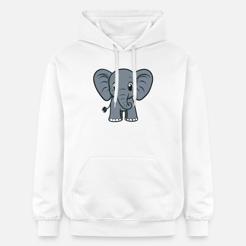 Dessin animé d’éléphant mignon - Sweat à capuche Softstyle® Gildan Unisexe - blanc