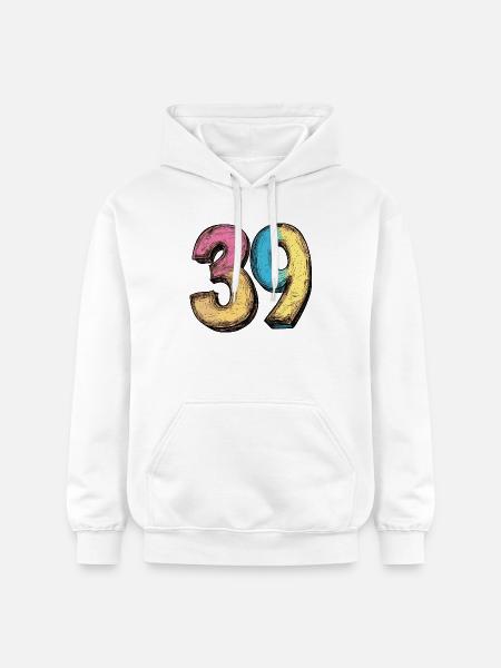 39 Zahl Bunt - Gildan Unisex Softstyle® Midweight Hoodie - Weiß