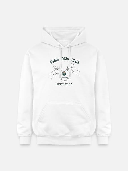 Sushi Social Club Maki Roll dal 2007 stile giapponese - Felpa con cappuccio unisex Softstyle® Gildan con grammatura media - bianco