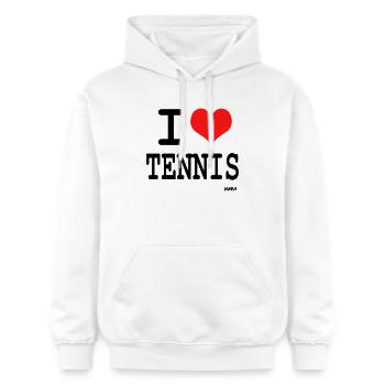 I love tennis - couleurs personnalisables - Sweat à capuche Softstyle® Gildan Unisexe - blanc - Devant - Liana (172cm) & Jaron (178cm)