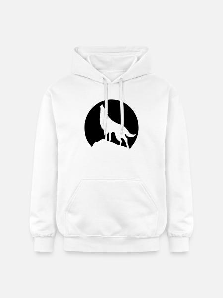 Wolf - Mond - Gildan Unisex Softstyle® Midweight Hoodie - Weiß