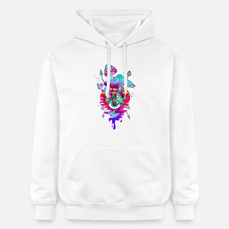 Champignons Magiques Champignons Psychédéliques - Sweat à capuche Softstyle® Gildan Unisexe - blanc