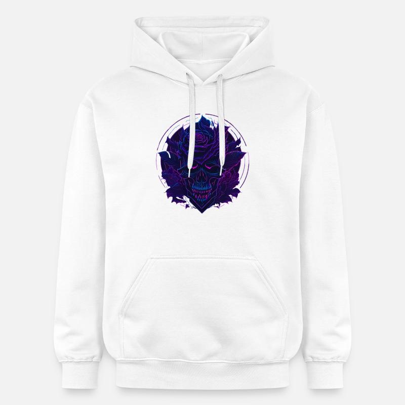Neon Roses Skull EDM - Sweat à capuche Softstyle® Gildan Unisexe - blanc