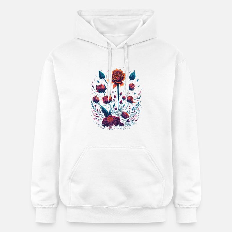 Roses Vaporwave Bouquet - Sweat à capuche Softstyle® Gildan Unisexe - blanc