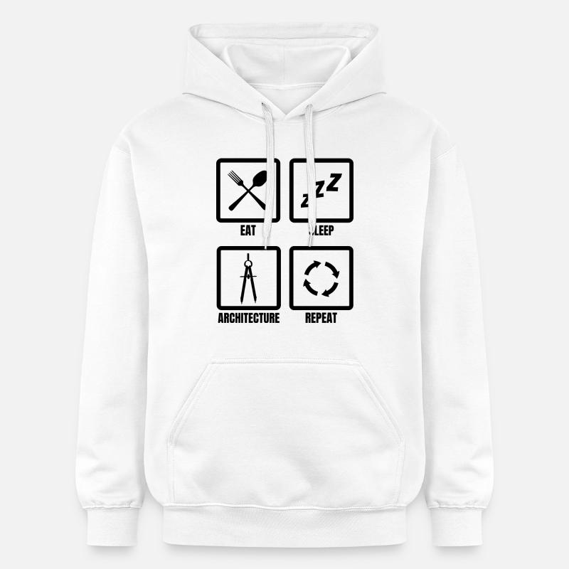 Manger Sommeil Architecture Répéter - Sweat à capuche Softstyle® Gildan Unisexe - blanc