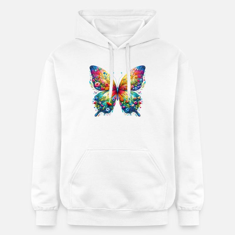 Papillon - Sweat à capuche Softstyle® Gildan Unisexe - blanc