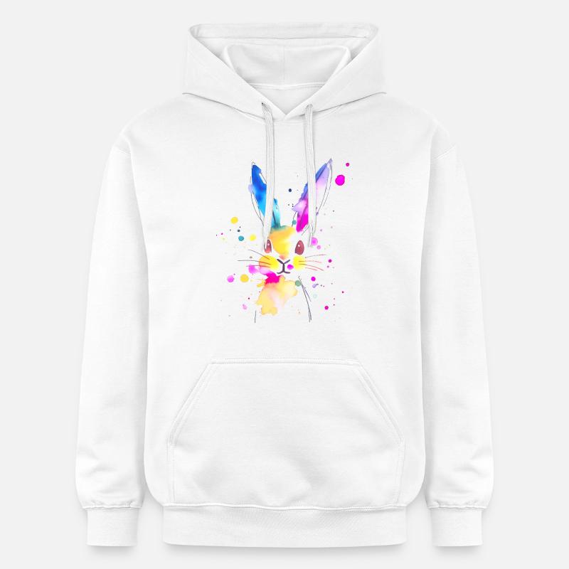 Lapin abstrait à l'aquarelle 🐇 - Sweat à capuche Softstyle® Gildan Unisexe - blanc