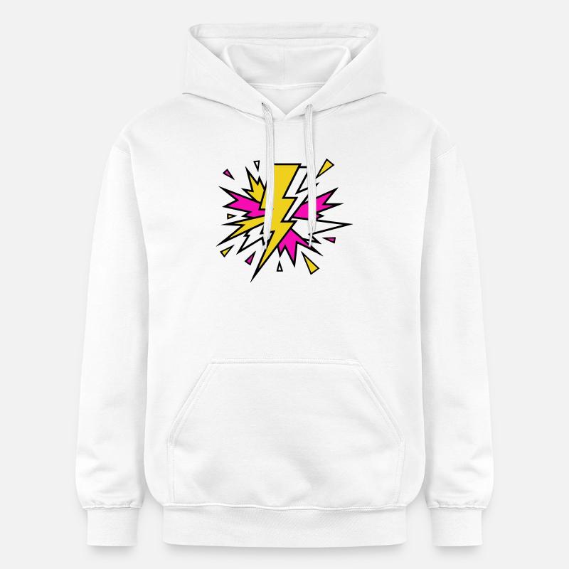 Explosion de néons à faisceau jaune - Sweat à capuche Softstyle® Gildan Unisexe - blanc