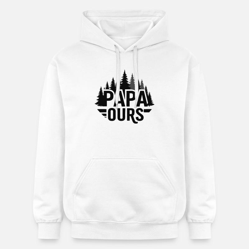 Papa Ourse Foret Silhouette - Sweat à capuche Softstyle® Gildan Unisexe - blanc