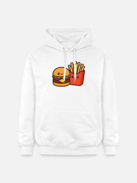 Kawaii Burger & Fries Duo - Gildan Unisex Softstyle® Midweight Hoodie - white