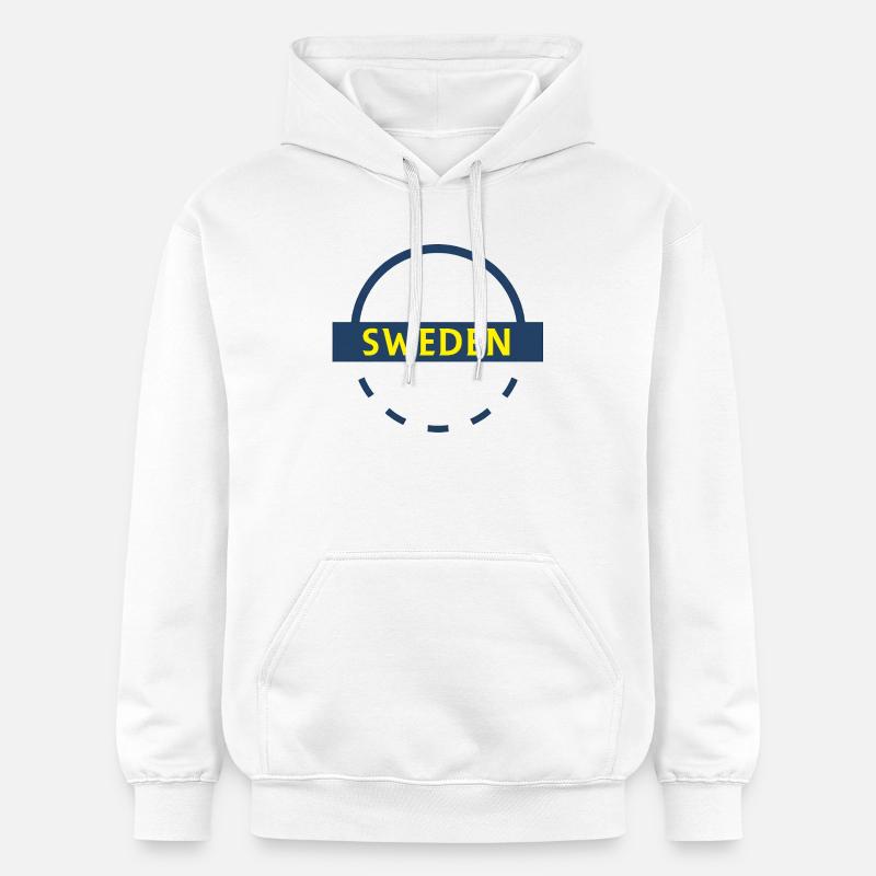 Bannière Suède Emblème Bleu Jaune - Sweat à capuche Softstyle® Gildan Unisexe - blanc