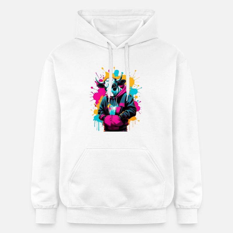 Vache graffiti en sweat à capuche - Sweat à capuche Softstyle® Gildan Unisexe - blanc