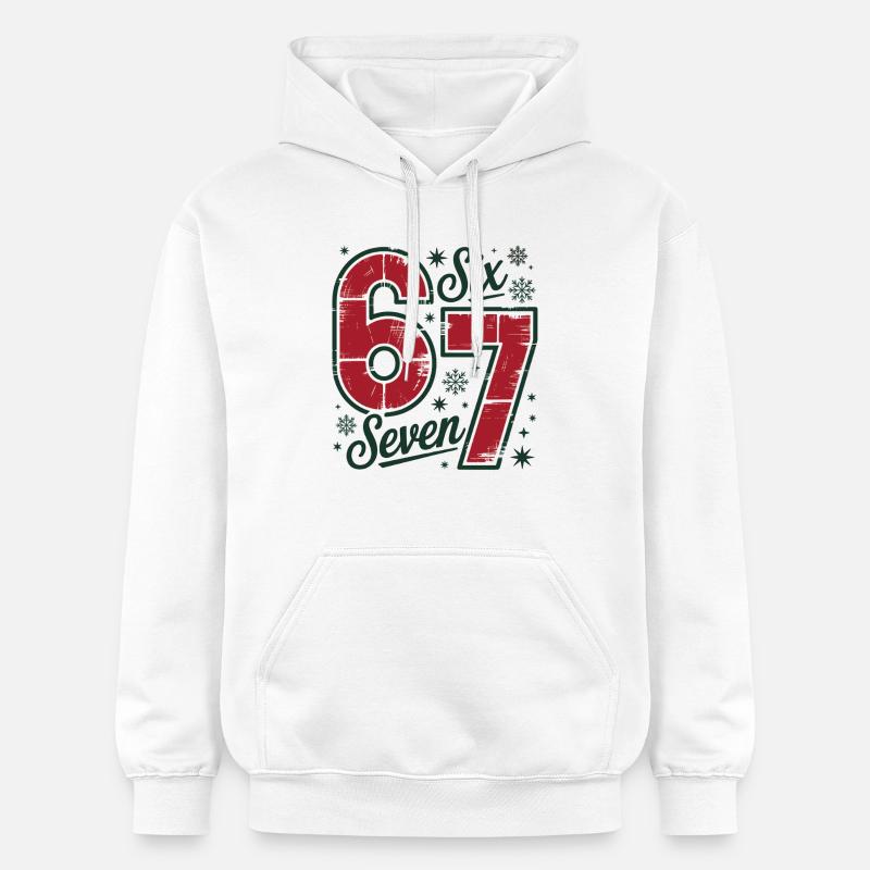 Festif 6 7 Rétro Noël Thème - Sweat à capuche Softstyle® Gildan Unisexe - blanc