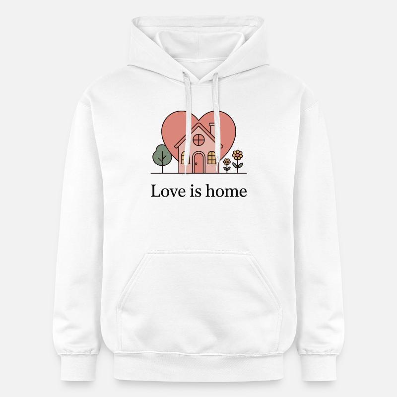 Illustration de maison en cœur pastel - Sweat à capuche Softstyle® Gildan Unisexe - blanc