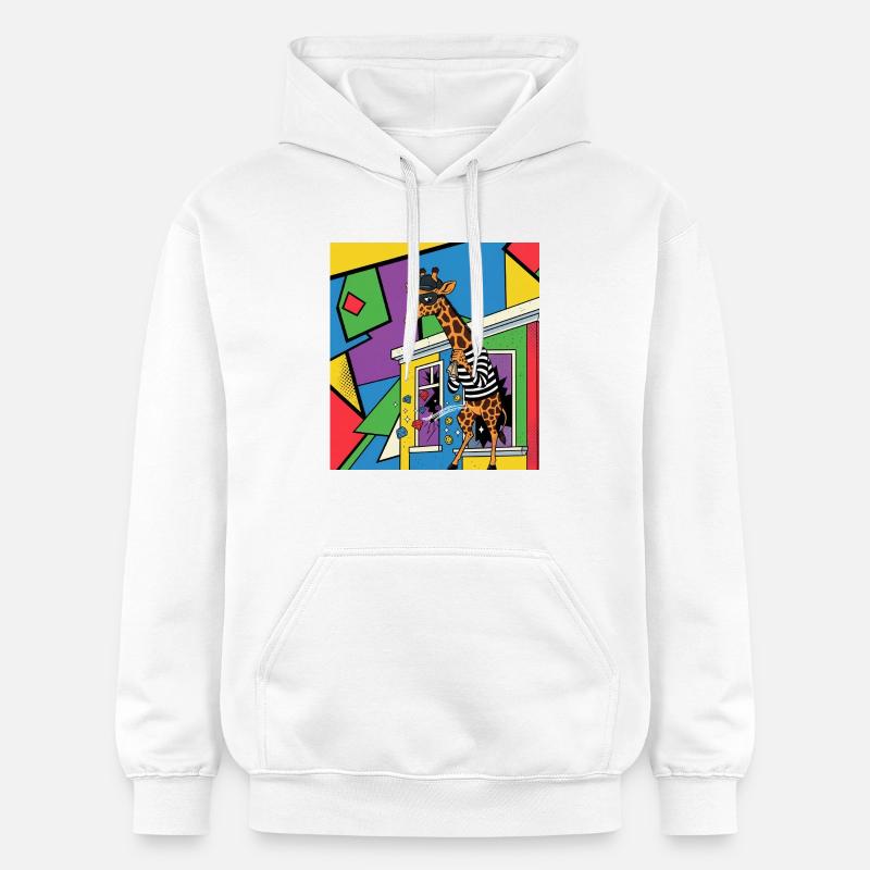 Giraffe Voleuse Pop Art - Sweat à capuche Softstyle® Gildan Unisexe - blanc