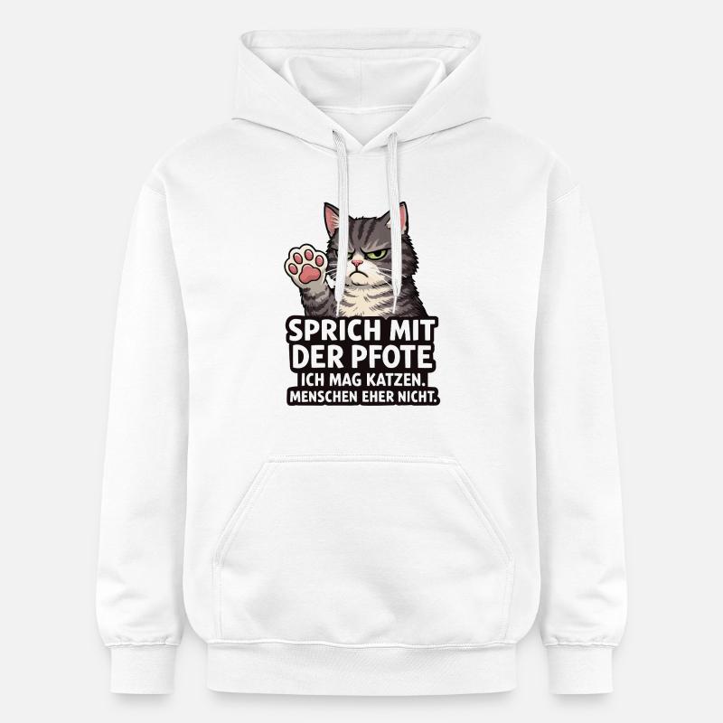Parle à la Patte – Chat Grognon - Sweat à capuche Softstyle® Gildan Unisexe - blanc