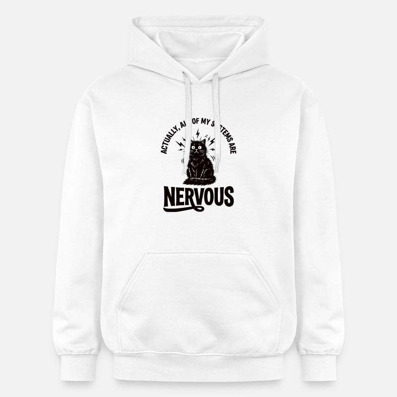 Echte Ironie Katze Nervensystem Statement - Gildan Unisex Softstyle® Midweight Hoodie - Weiß