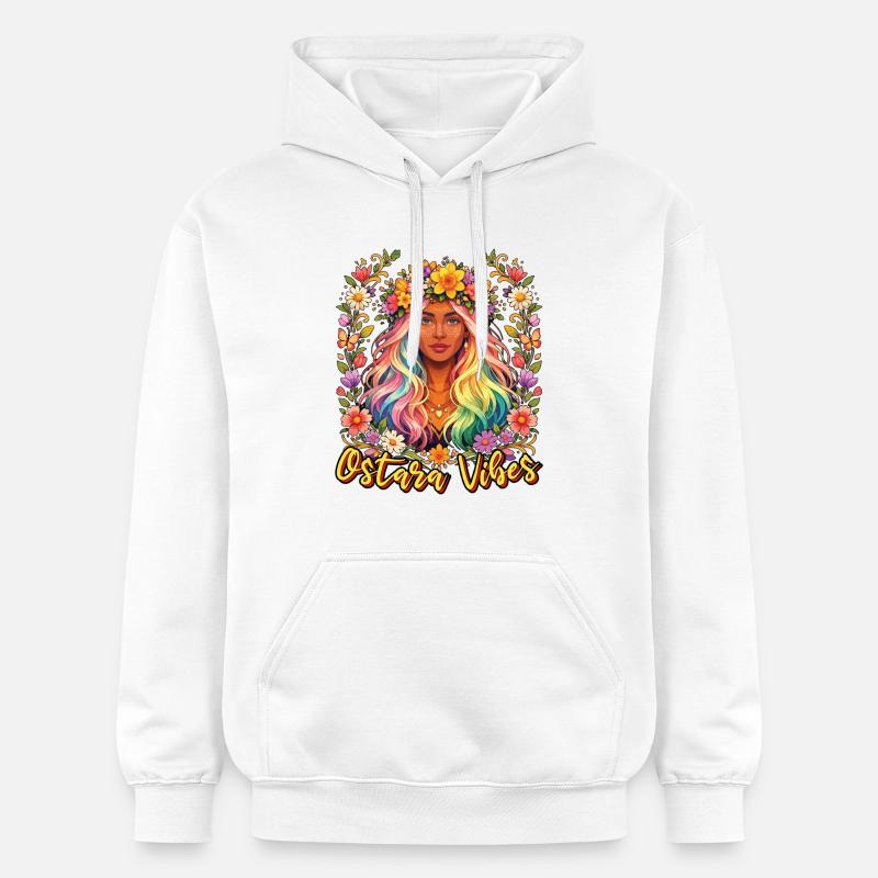 Ostara Vibes Joyeuses Pâques Ostara - Sweat à capuche Softstyle® Gildan Unisexe - blanc