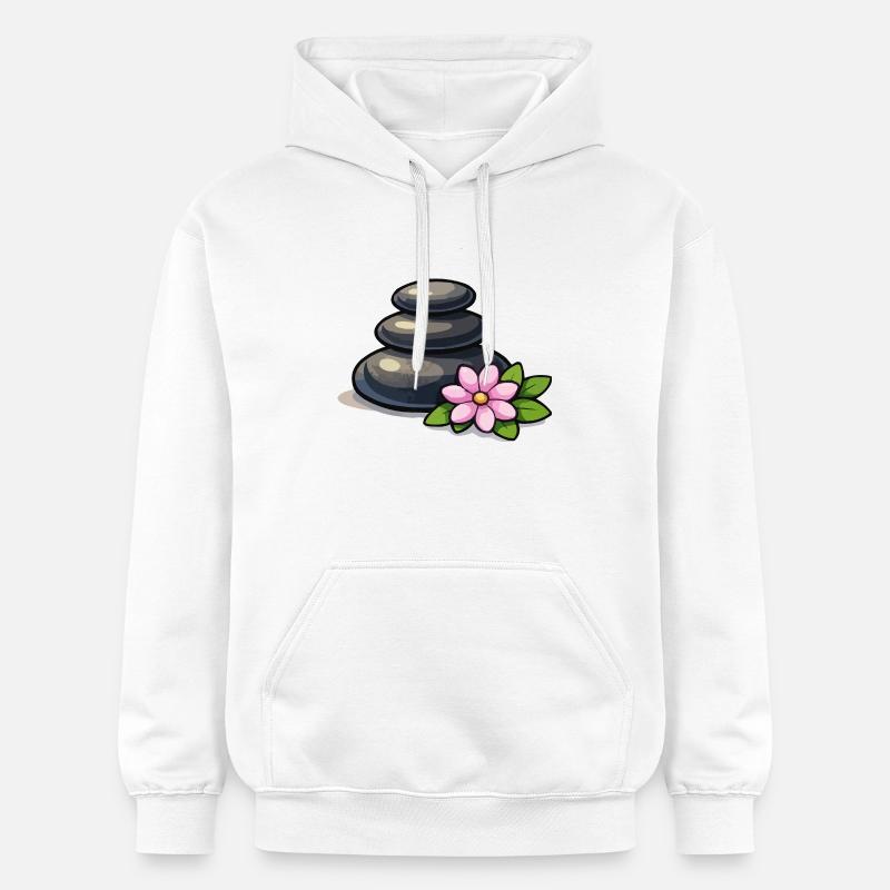 Pyramide en Pierre Zen avec Lotus - Sweat à capuche Softstyle® Gildan Unisexe - blanc