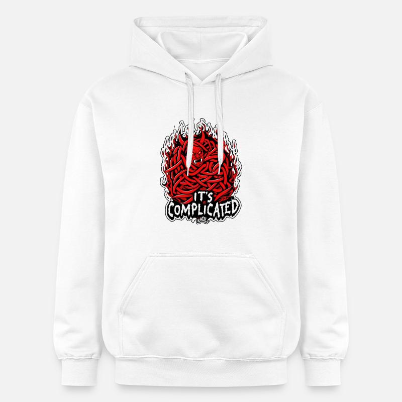 Trasslig elddemon: Det är komplicerat - Gildan luvtröja unisex Softstyle® Midweight - vit
