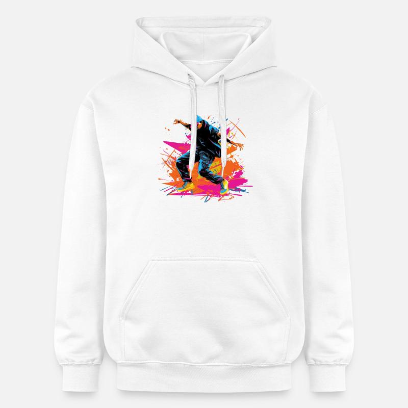 Synthwave rétro B Boy - Sweat à capuche Softstyle® Gildan Unisexe - blanc