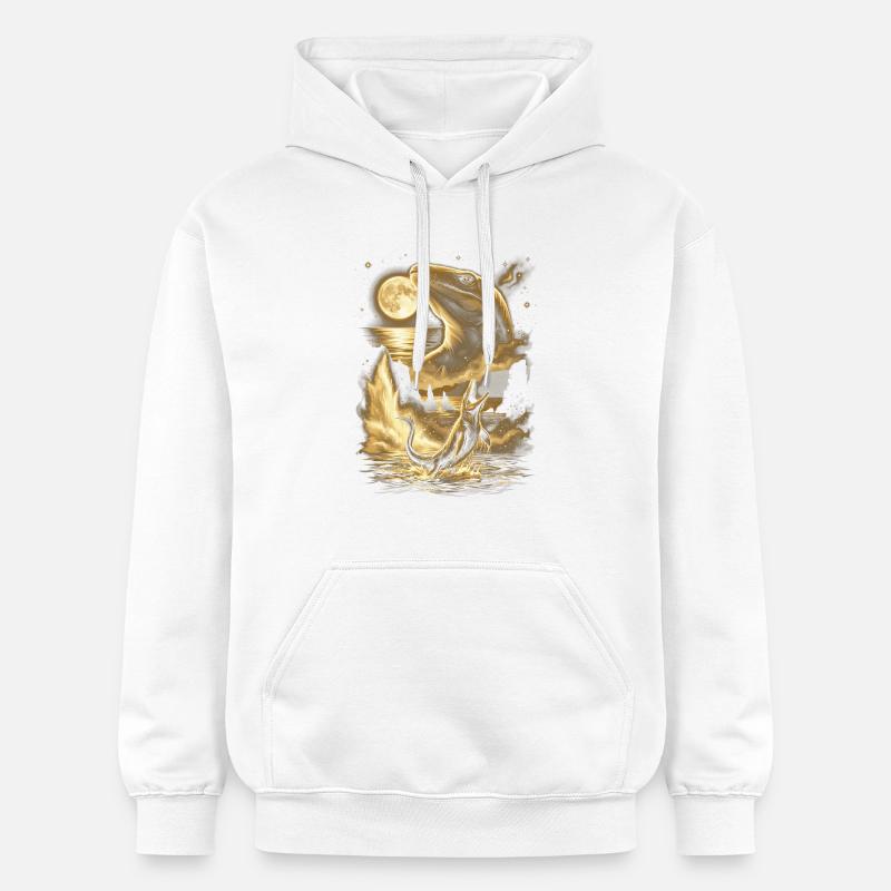 Mosasaure hurlant vers la Lune - Sweat à capuche Softstyle® Gildan Unisexe - blanc