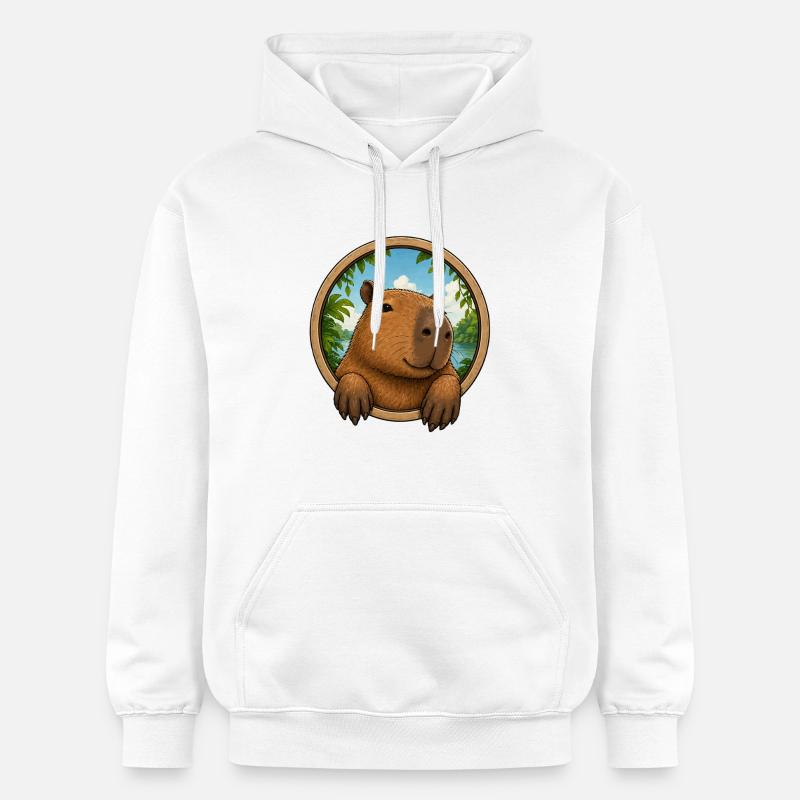Câlin capybara dans le cadre - Sweat à capuche Softstyle® Gildan Unisexe - blanc