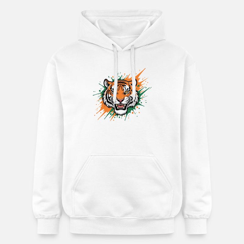 Art éclaboussuré de tête de tigre - Sweat à capuche Softstyle® Gildan Unisexe - blanc
