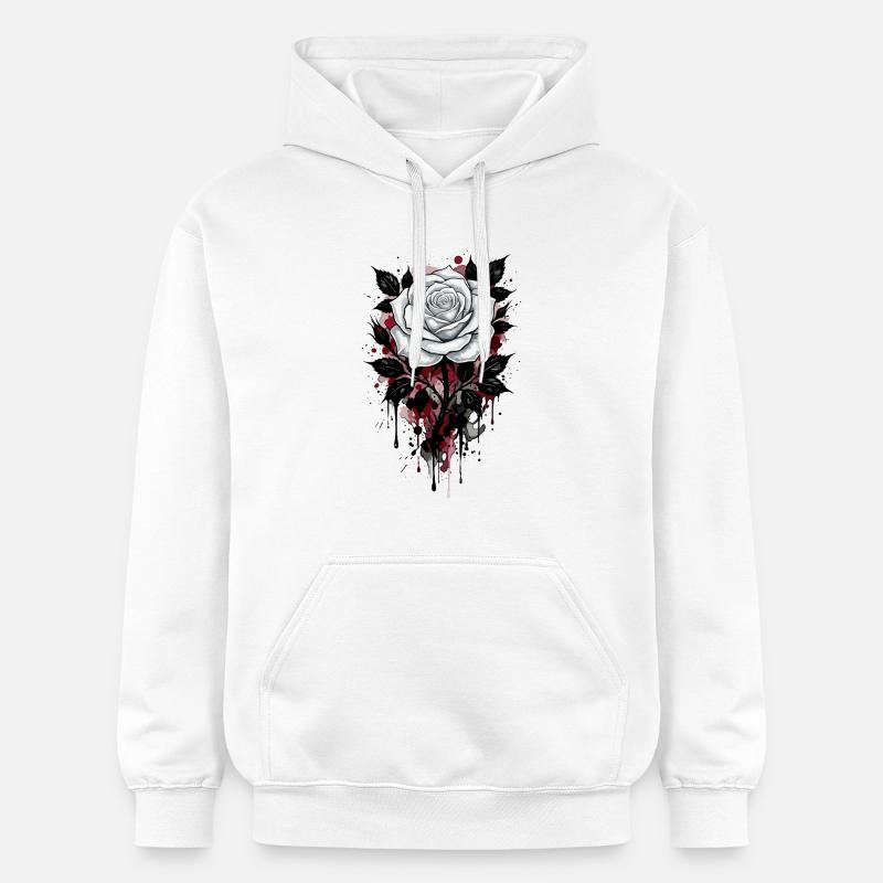 Rose, Rose Blanche, Rose et Fleurs - Sweat à capuche Softstyle® Gildan Unisexe - blanc
