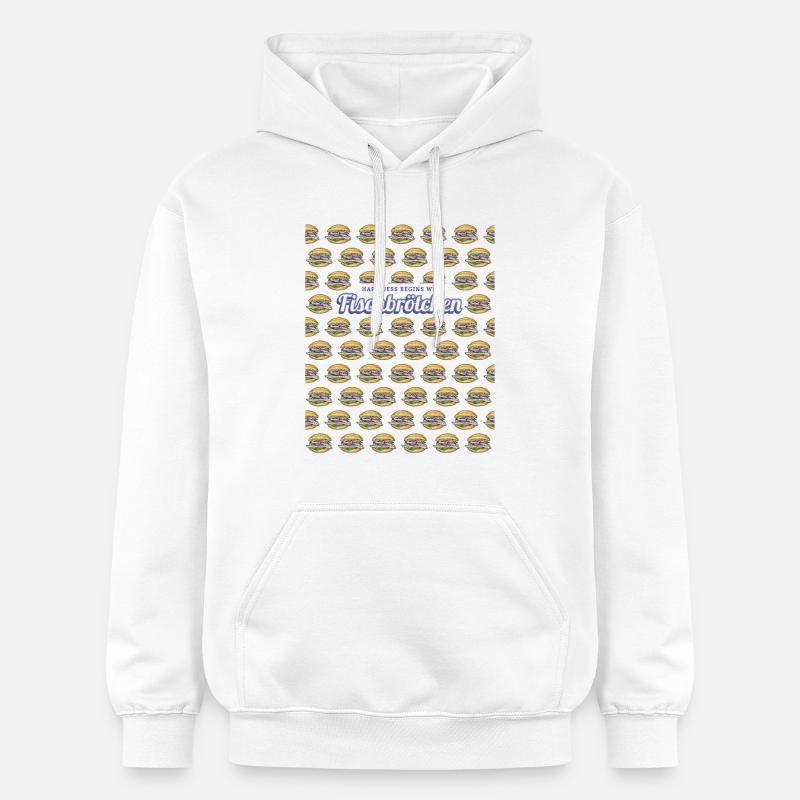 Fischbrötchen mit Matjes oder Bismarckhering - Gildan Unisex Softstyle® Midweight Hoodie - Weiß