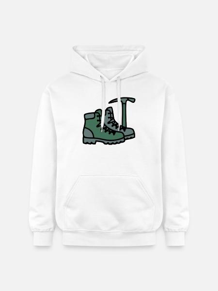 Wanderschuhe Eispickel Bergsteiger Alpen Wanderer - Gildan Unisex Softstyle® Midweight Hoodie - white