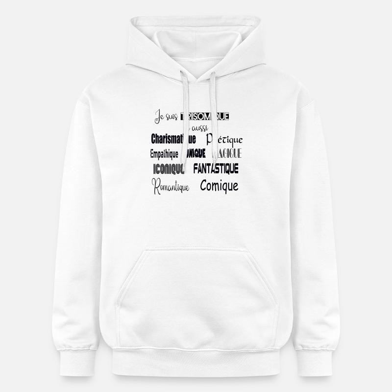 Je suis trisomique - Sweat à capuche Softstyle® Gildan Unisexe - blanc