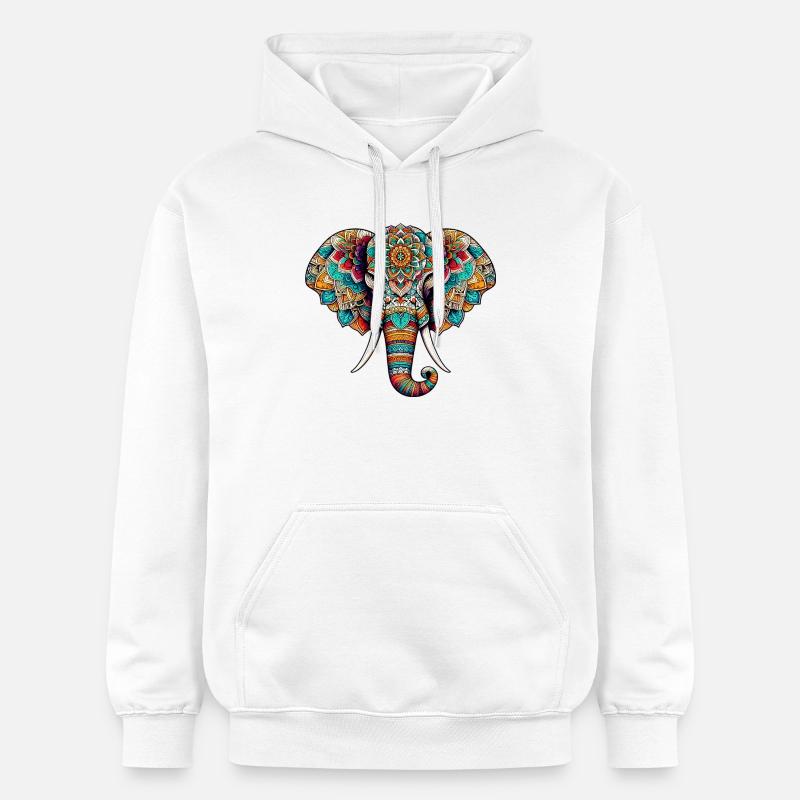 Éléphant - Sweat à capuche Softstyle® Gildan Unisexe - blanc