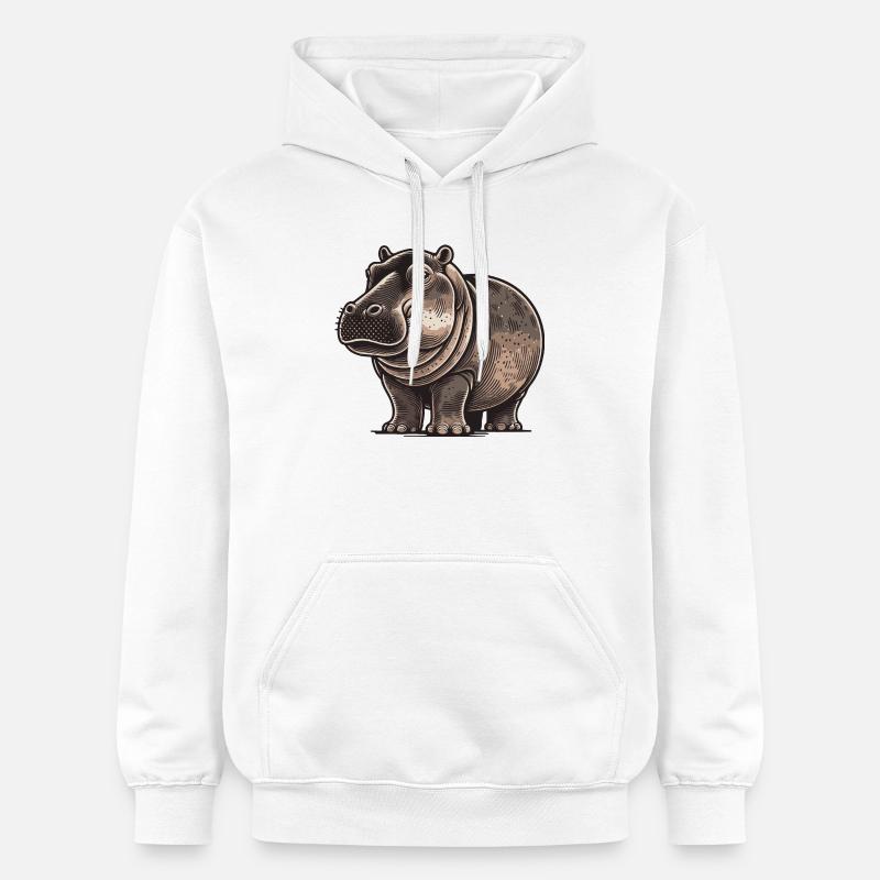 Hippopotame - Sweat à capuche Softstyle® Gildan Unisexe - blanc