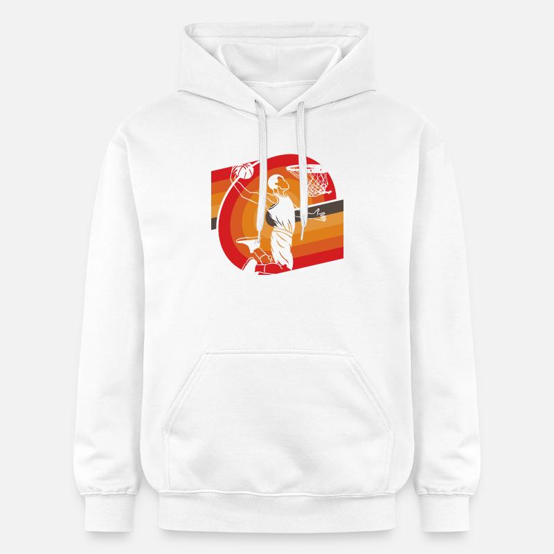 Basket-ball classique à l’ancienne design rétro - Sweat à capuche Softstyle® Gildan Unisexe - blanc