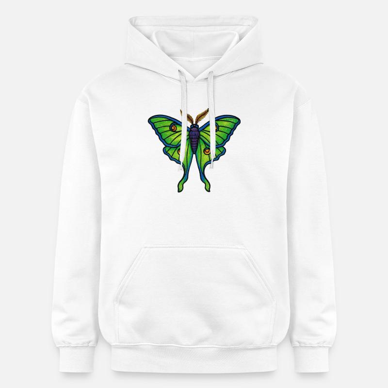 Fleur ailée de papillon vert néon - Sweat à capuche Softstyle® Gildan Unisexe - blanc