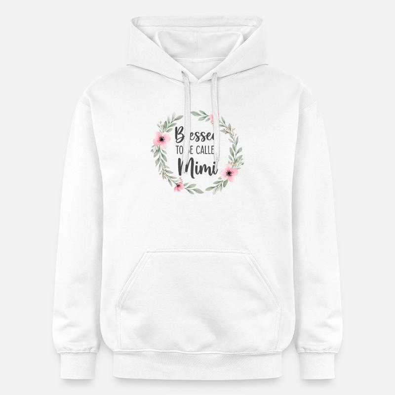 Cadeau de grand-mère heureuse d’être grand-mère - Sweat à capuche Softstyle® Gildan Unisexe - blanc