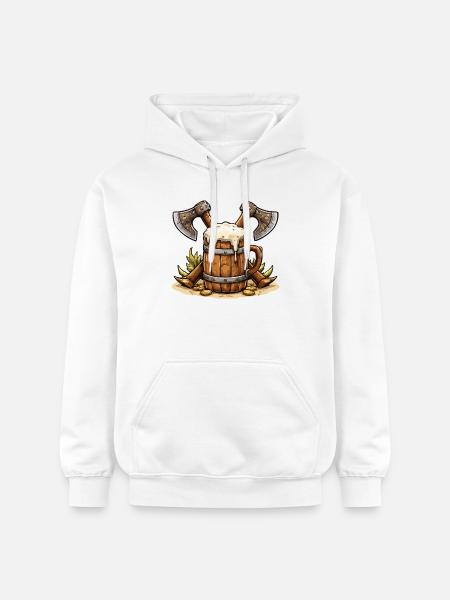 Bierfass mit Äxten Wikinger - Gildan Unisex Softstyle® Midweight Hoodie - Weiß