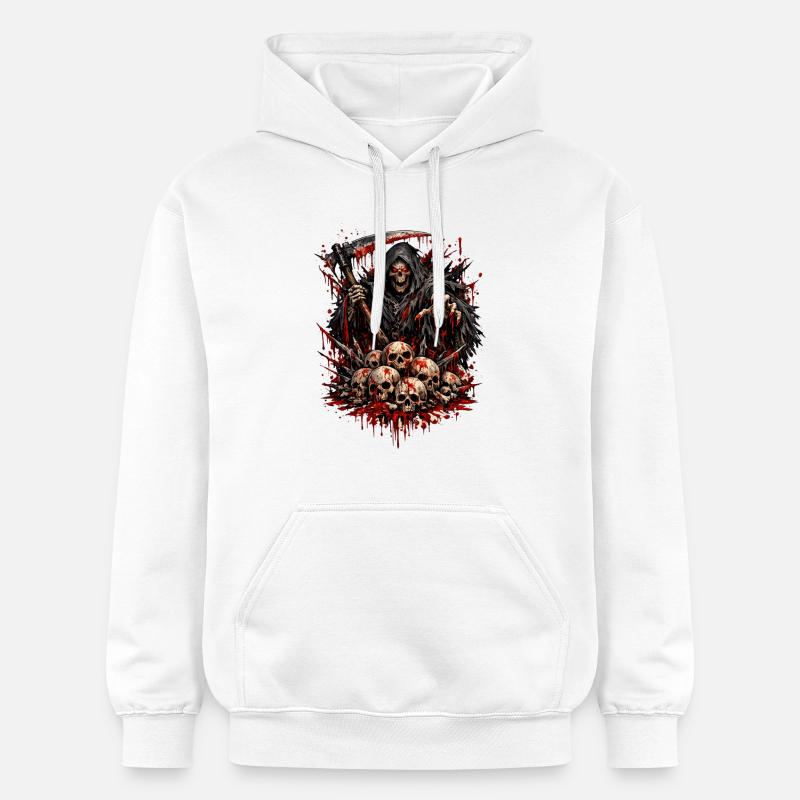 Faucheuse et Tas de Crânes - Sweat à capuche Softstyle® Gildan Unisexe - blanc