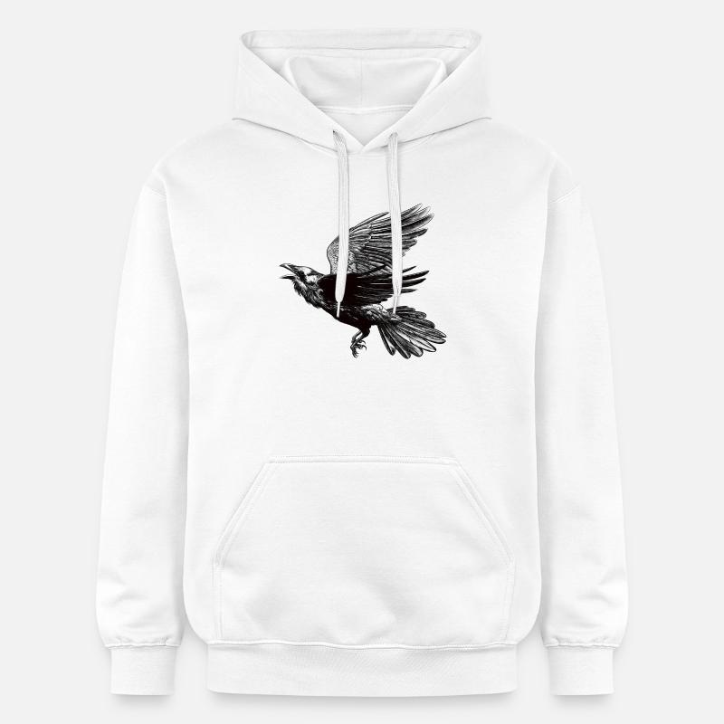 Corbeau en vol - Sweat à capuche Softstyle® Gildan Unisexe - blanc