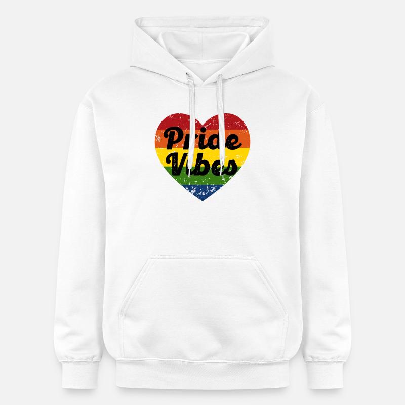 Pride Vibes Heart Design - Sweat à capuche Softstyle® Gildan Unisexe - blanc