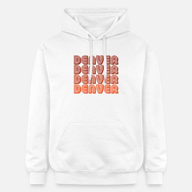Police de caractères Denver Retro Block - Sweat à capuche Softstyle® Gildan Unisexe - blanc