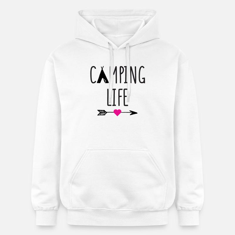 La vie en camping - Sweat à capuche Softstyle® Gildan Unisexe - blanc