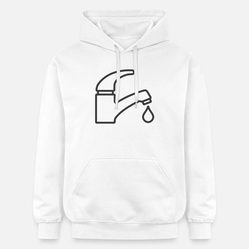 Robinet d’eau Robinet Icône Logo Plombier - Sweat à capuche Softstyle® Gildan Unisexe - blanc