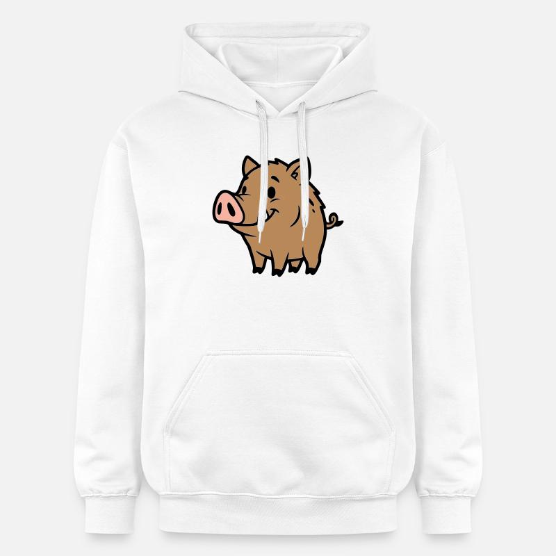 Süßes Wildschwein Comic Glücksbringer - Gildan Unisex Softstyle® Midweight Hoodie - Weiß