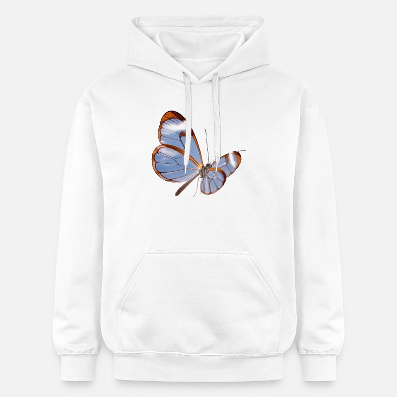 Conception transparente papillon Glasswing - Sweat à capuche Softstyle® Gildan Unisexe - blanc